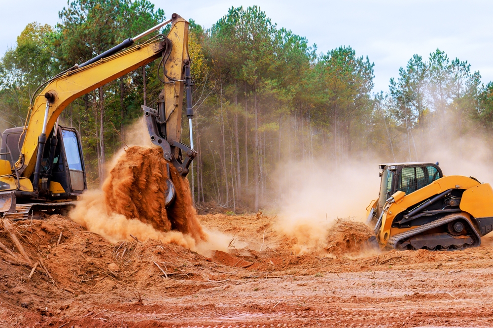 Bulldozer,Is,Leveling,Ground,Earthmoving,On,Construction,Site,In,Preparation
