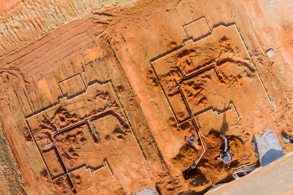 Aerial,Top,Layer,Pipes,Installation,Of,Underground,Utilities,On,Water